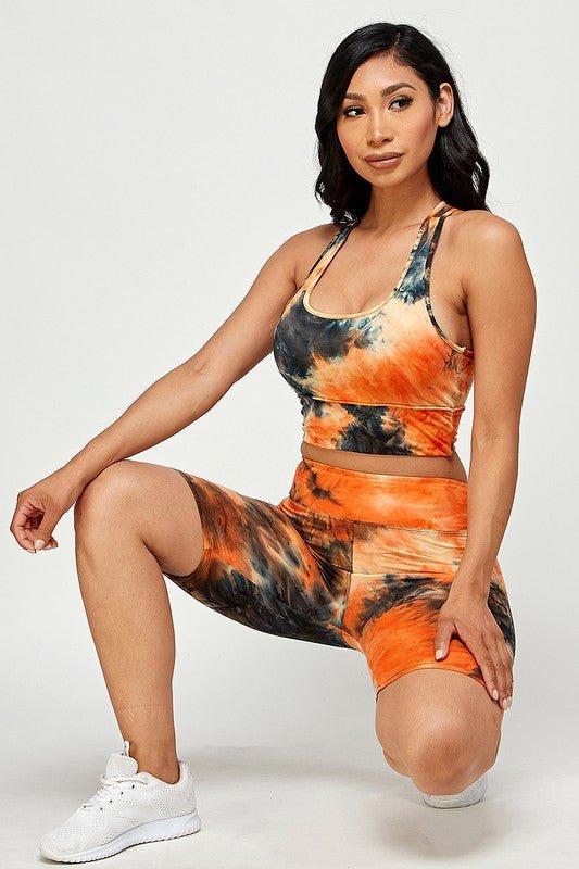 TIE DYE RACERBACK BRA BIKE SET