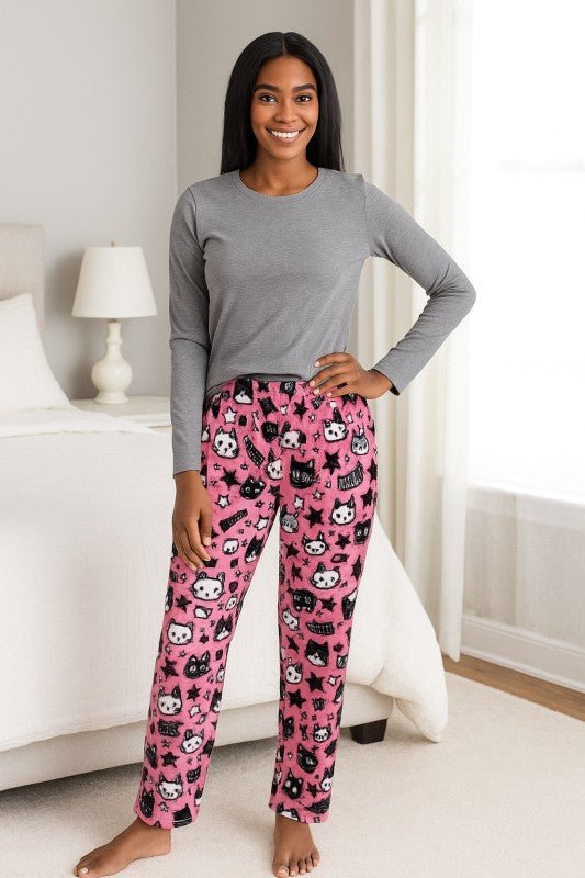 FLEECE PAJAMA PRINT PANTS