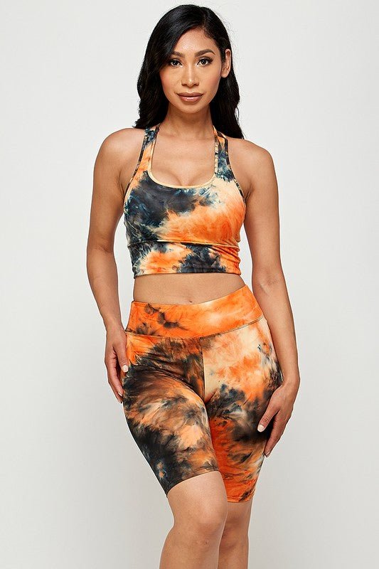 TIE DYE RACERBACK BRA BIKE SET