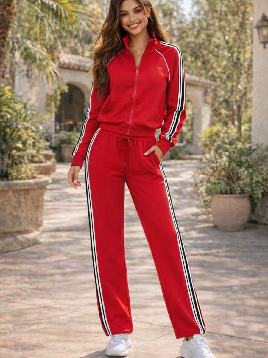 Two-piece tracksuit set with side stripes 